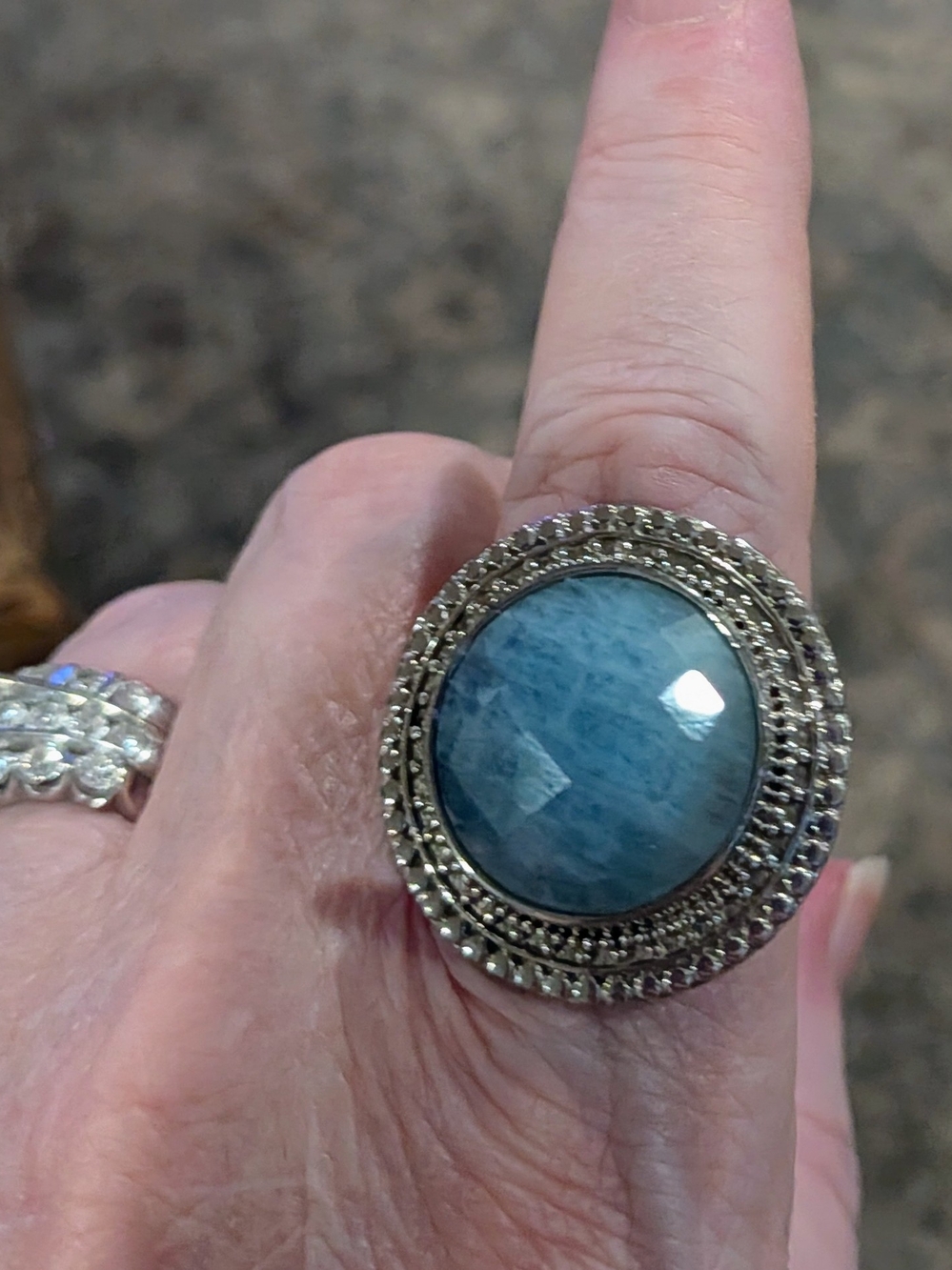 Aquamarine Statement Ring - Elegant Women's Sterling